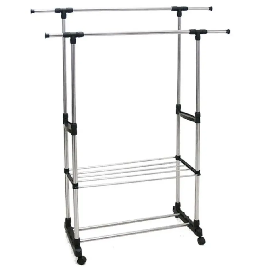 Gerimport Kledingrek - mobiel - dubbele stang - 160 cm