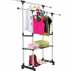 Gerimport Kledingrek - mobiel - dubbele stang - 160 cm