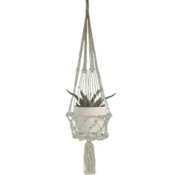 Gerimport plantenpot - macrame touw - Ibiza stijl - plantenhanger