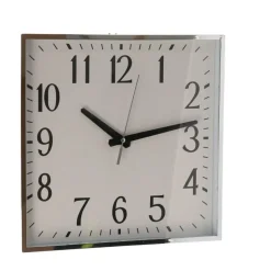 Gerimport Wandklok - vierkant - zilver - 29 cm