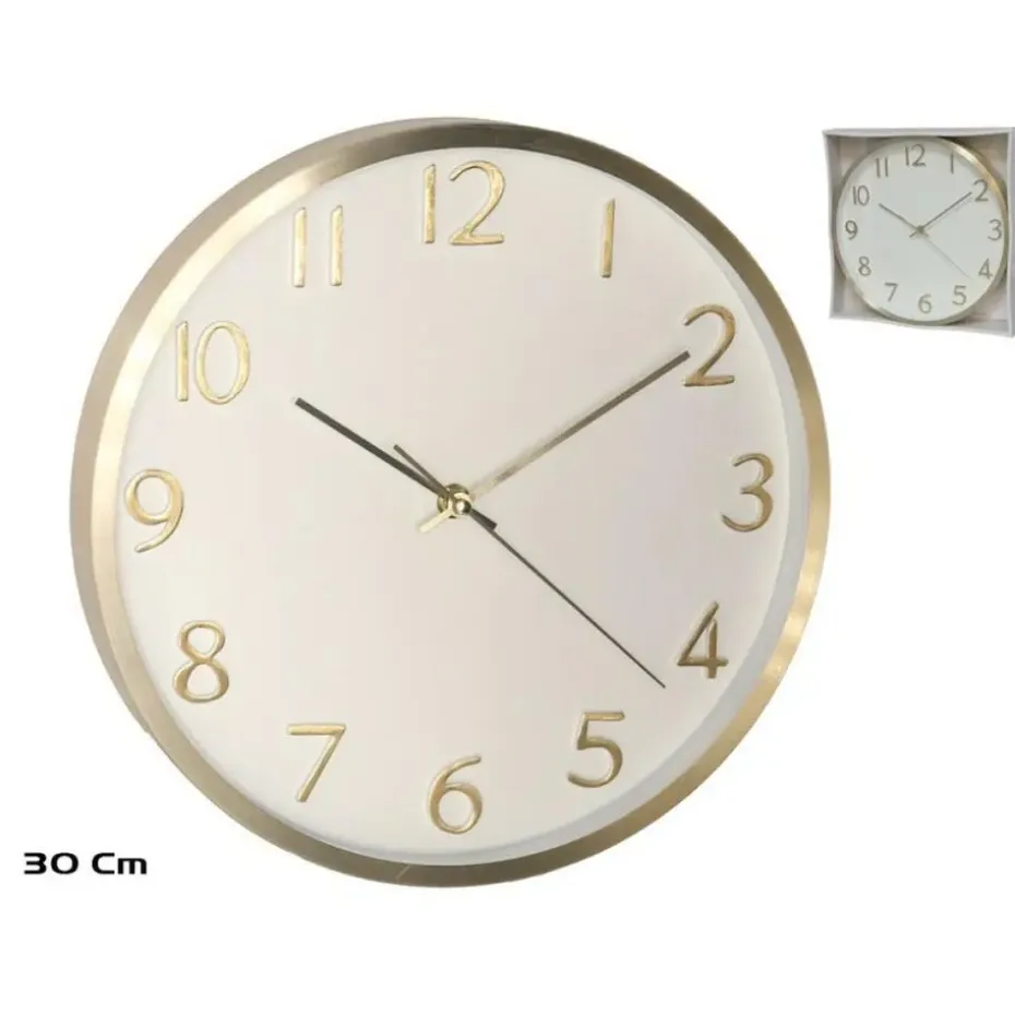 Gerimport Wandklok Claudio - goudkleurig - metaal - D30 cm - klok