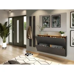 Germania Schoenenkast Elton - 140 x 19 x 85 cm - Grafietgrijs design