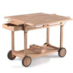 Gescova Bijzettafel met wieltjes Clifton - 105 x 91 x 78 cm - Teakhout