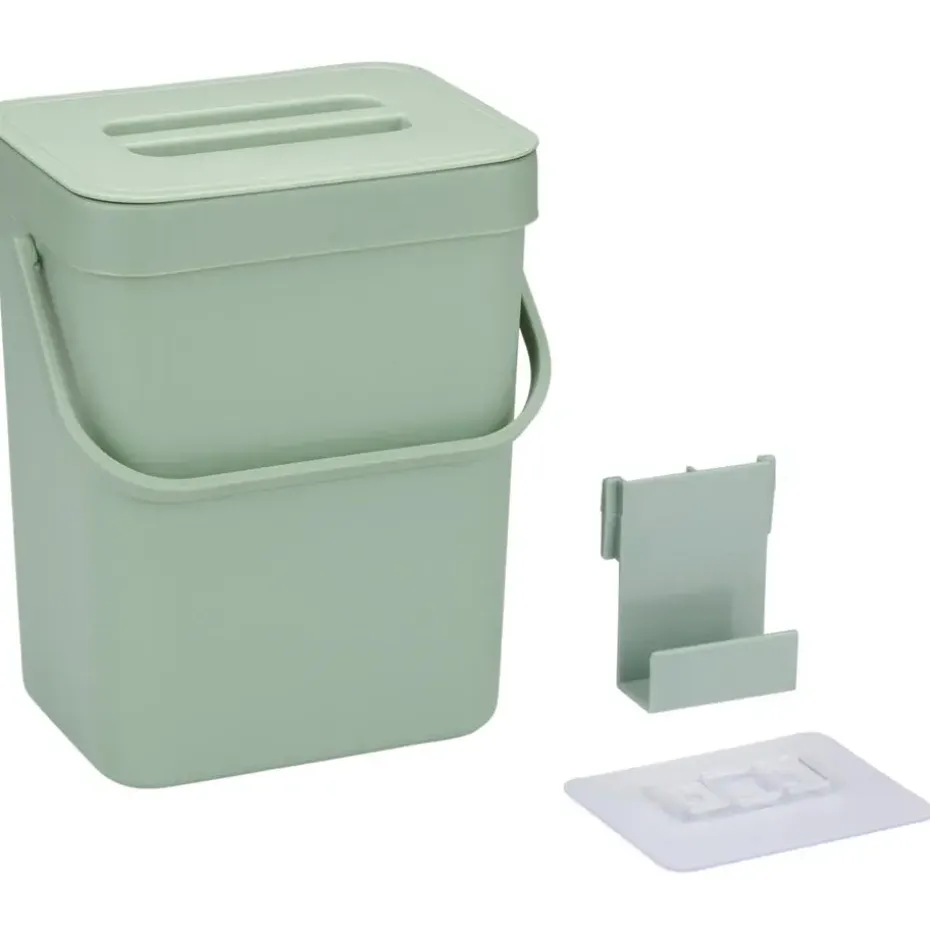 Gft afvalbakje voor aanrecht - 5L - groen - 24 x 19 x 14 cm