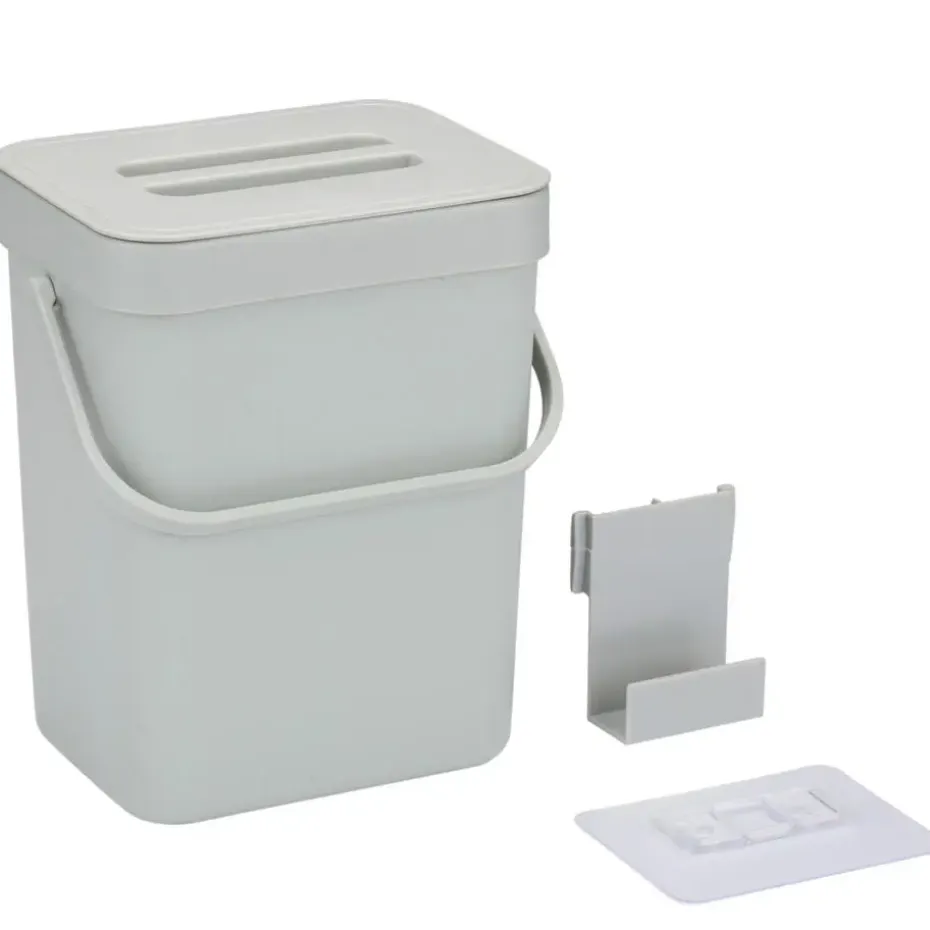 Gft afvalbakje voor aanrecht - 5L - grijs - 24 x 19 x 14 cm