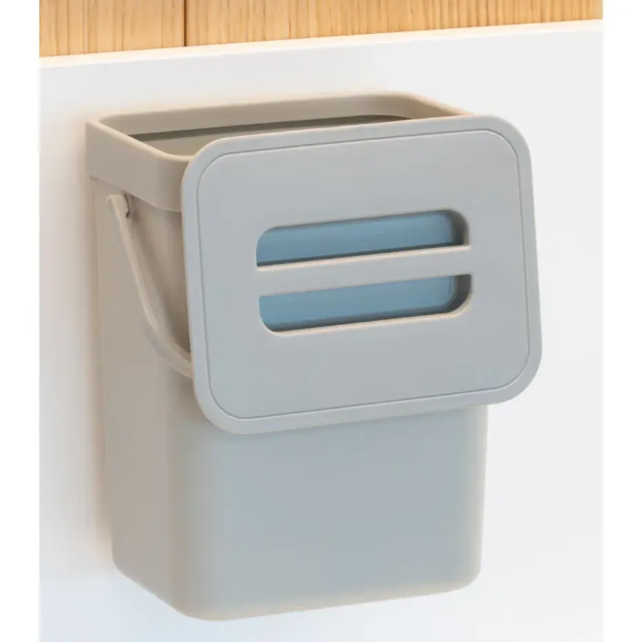 Gft afvalbakje voor aanrecht - 5L - grijs - 24 x 19 x 14 cm