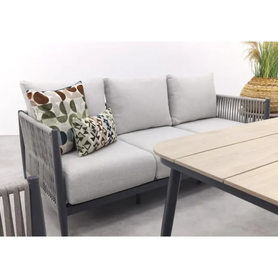 GI Diamo stoel/bank lounge-diningset (4-delig) - Carbon Black/Zand