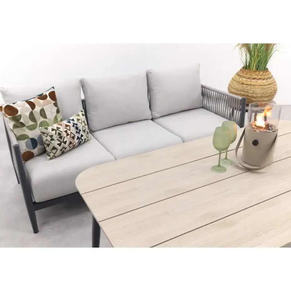 GI Diamo stoel/bank lounge-diningset (4-delig) - Carbon Black/Zand