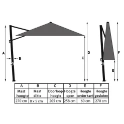 GI Hawaii zweefparasol Deluxe 300 x 300 cm. - Zand - met voet en hoes