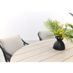 GI Margriet zwart/zand / Edison 180 x 115 cm. tafel - ovale tuinset