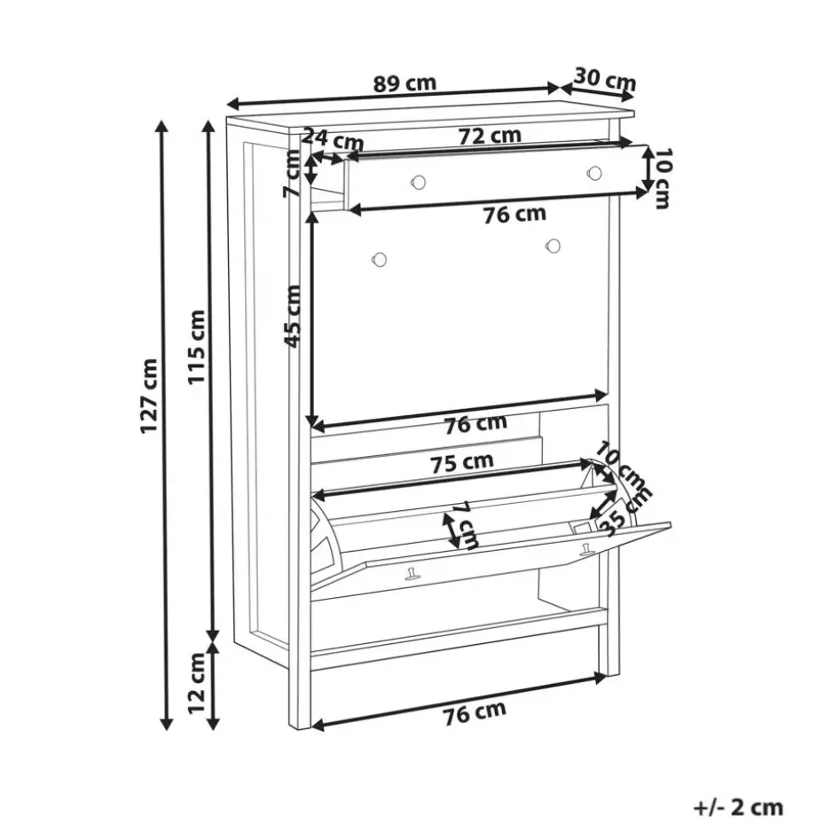 GIBSON - Schoenenkast 2 vakken - Wit - MDF