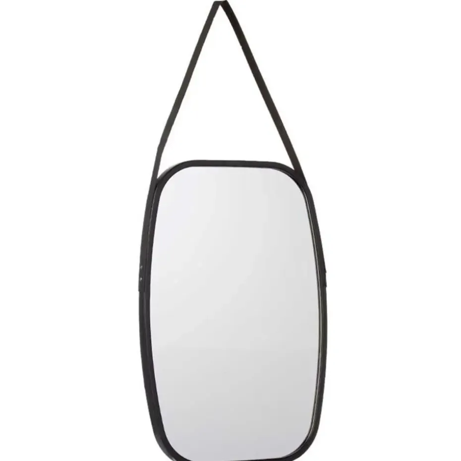 Giftdecor Wandspiegel aan koord - frame zwart - 43 x 65 cm