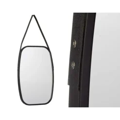 Giftdecor Wandspiegel aan koord - frame zwart - 43 x 65 cm