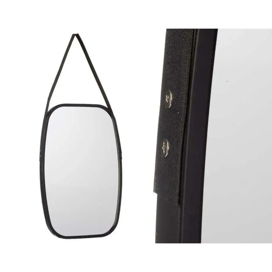 Giftdecor Wandspiegel aan koord - frame zwart - 43 x 65 cm