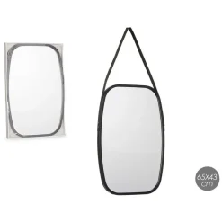 Giftdecor Wandspiegel aan koord - frame zwart - 43 x 65 cm