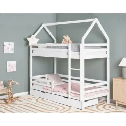 GIRGOLS - Stapelbed met opbergruimte - Wit - 90 x 200 cm - Dennenhout