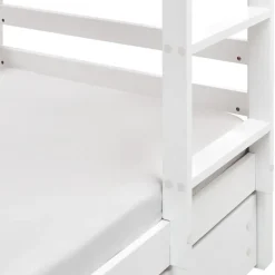 GIRGOLS - Stapelbed met opbergruimte - Wit - 90 x 200 cm - Dennenhout