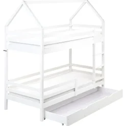 GIRGOLS - Stapelbed met opbergruimte - Wit - 90 x 200 cm - Dennenhout