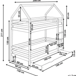 GIRGOLS - Stapelbed met opbergruimte - Wit - 90 x 200 cm - Dennenhout