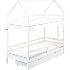 GIRGOLS - Stapelbed met opbergruimte - Wit - 90 x 200 cm - Dennenhout