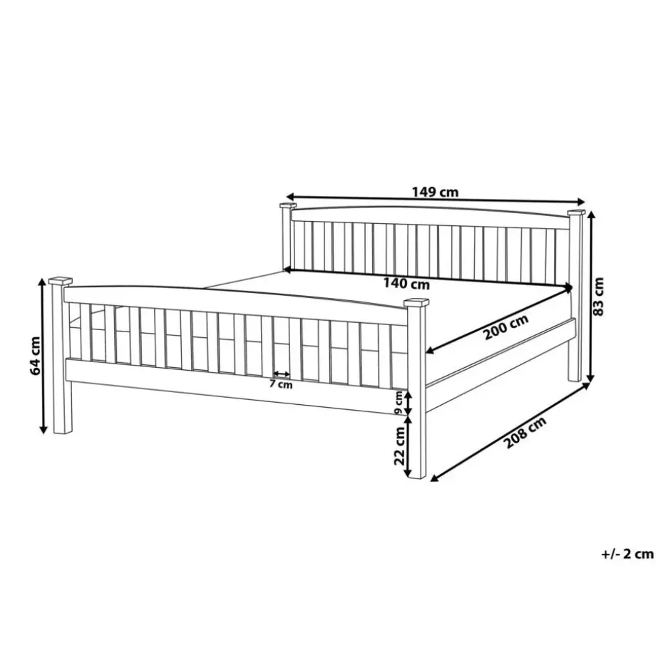 GIVERNY - Bed - Lichthout - 140 x 200 cm - Dennenhout