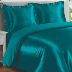 Glanzend Satijnen Dekbedovertrek Beauty Silk Aqua-1-persoons (140 x...