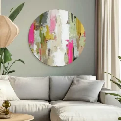 Glasschilderij Abstracte harmonie - Ø 70cm - Bont