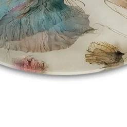 Glasschilderij Aquarel bloemen II - Ø 50cm - Blauw