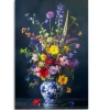 Glasschilderij Delfts Blauw bloemen - 116 x 78cm - Bont
