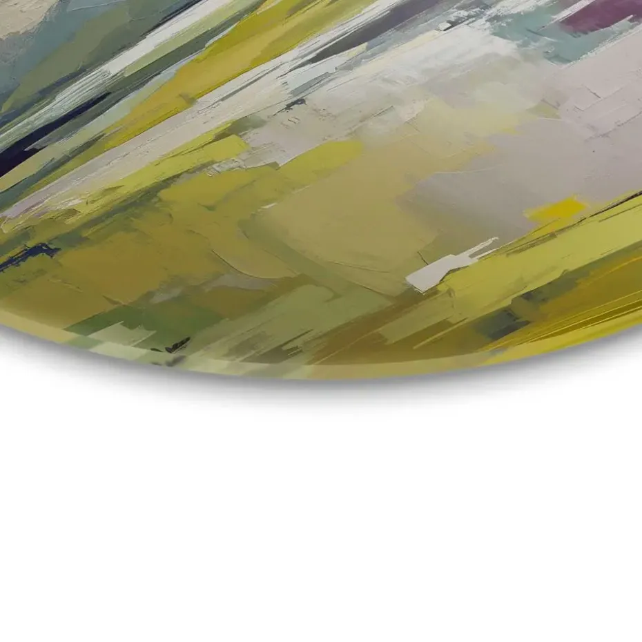 Glasschilderij Geschilderd landschap - Ø 50cm - Groen