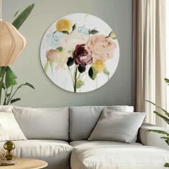 Glasschilderij Herfstboeket II - Ø 70cm - Beige