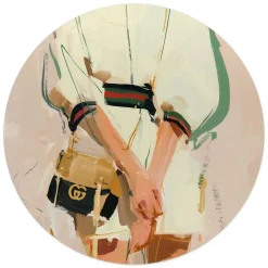 Glasschilderij Italiaanse looks - Ø 50cm - Beige