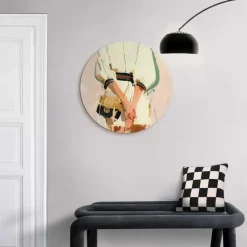 Glasschilderij Italiaanse looks - Ø 50cm - Beige