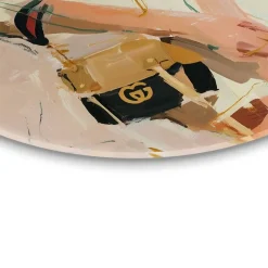 Glasschilderij Italiaanse looks - Ø 50cm - Beige