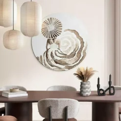 Glasschilderij Jurk in aardetinten - Ø 70cm - Bruin