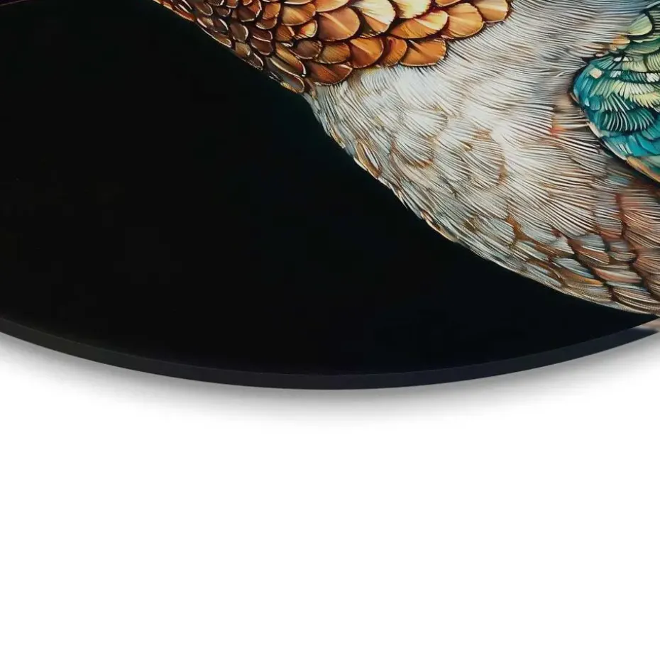 Glasschilderij Kolibrie met bloemenkroon - Ø 50cm - Bont