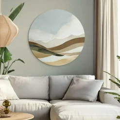 Glasschilderij Neutrale natuur - Ø 70cm - Beige