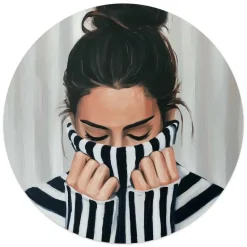 Glasschilderij Rustige sfeer - Ø 50cm - Zwart-Wit