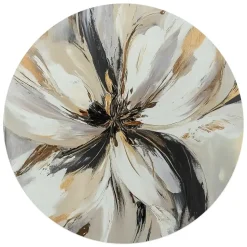 Glasschilderij Stijlvolle bloem - Ø 70cm - Beige