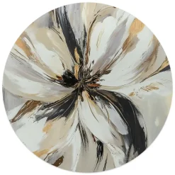 Glasschilderij Stijlvolle bloem - Ø 50cm - Beige