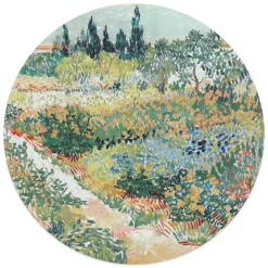 Glasschilderij Van Gogh - Tuin in Arles - Ø 50cm - Groen