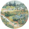 Glasschilderij Van Gogh - Tuin in Arles - Ø 70cm - Groen