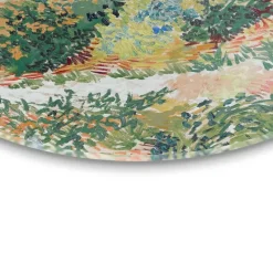 Glasschilderij Van Gogh - Tuin in Arles - Ø 70cm - Groen