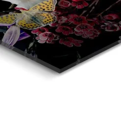 Glasschilderij Vrouw met Bloemenglitters - 78 x 116cm - Bont