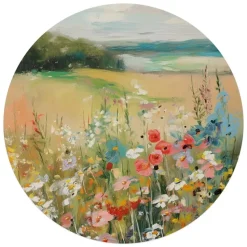 Glasschilderij Zomers strand - Ø 70cm - Beige