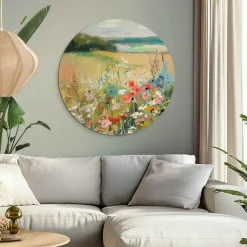 Glasschilderij Zomers strand - Ø 70cm - Beige