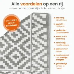 Goliving Buitenkleed Summer Diamond - 183x290CM - Draagtas - Grijs/Wit