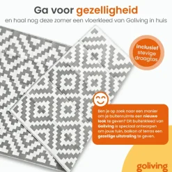 Goliving Buitenkleed Summer Diamond - 183x290CM - Draagtas - Grijs/Wit