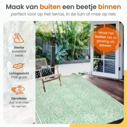 Goliving Buitenkleed Summer Flora - 183x290CM - Draagtas - Groen/Wit
