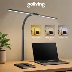 Goliving Bureaulamp met Klem - 78 CM - LED Dimbaar - Touch Bediening